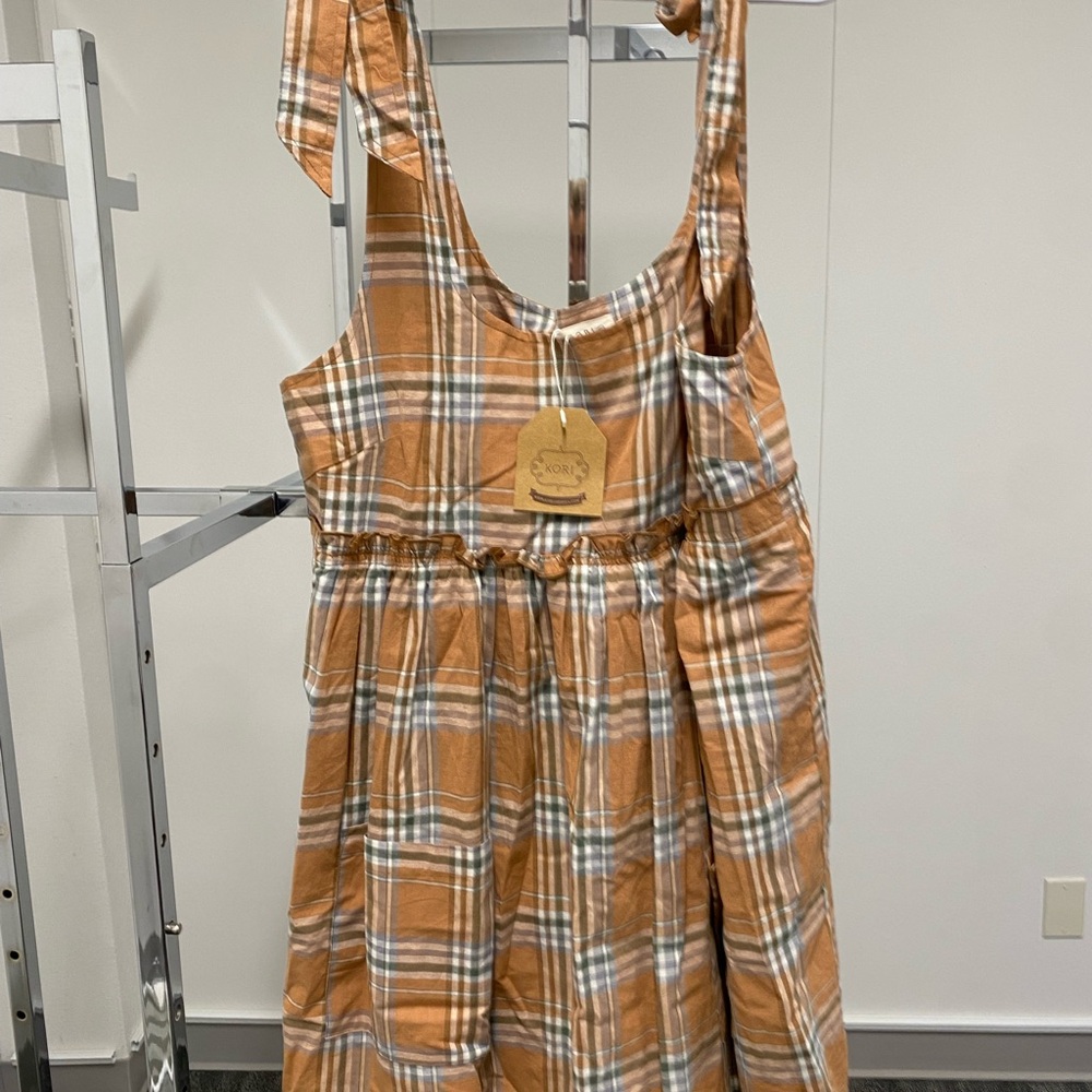 Kori Women's Orange Plaid Casual Dress